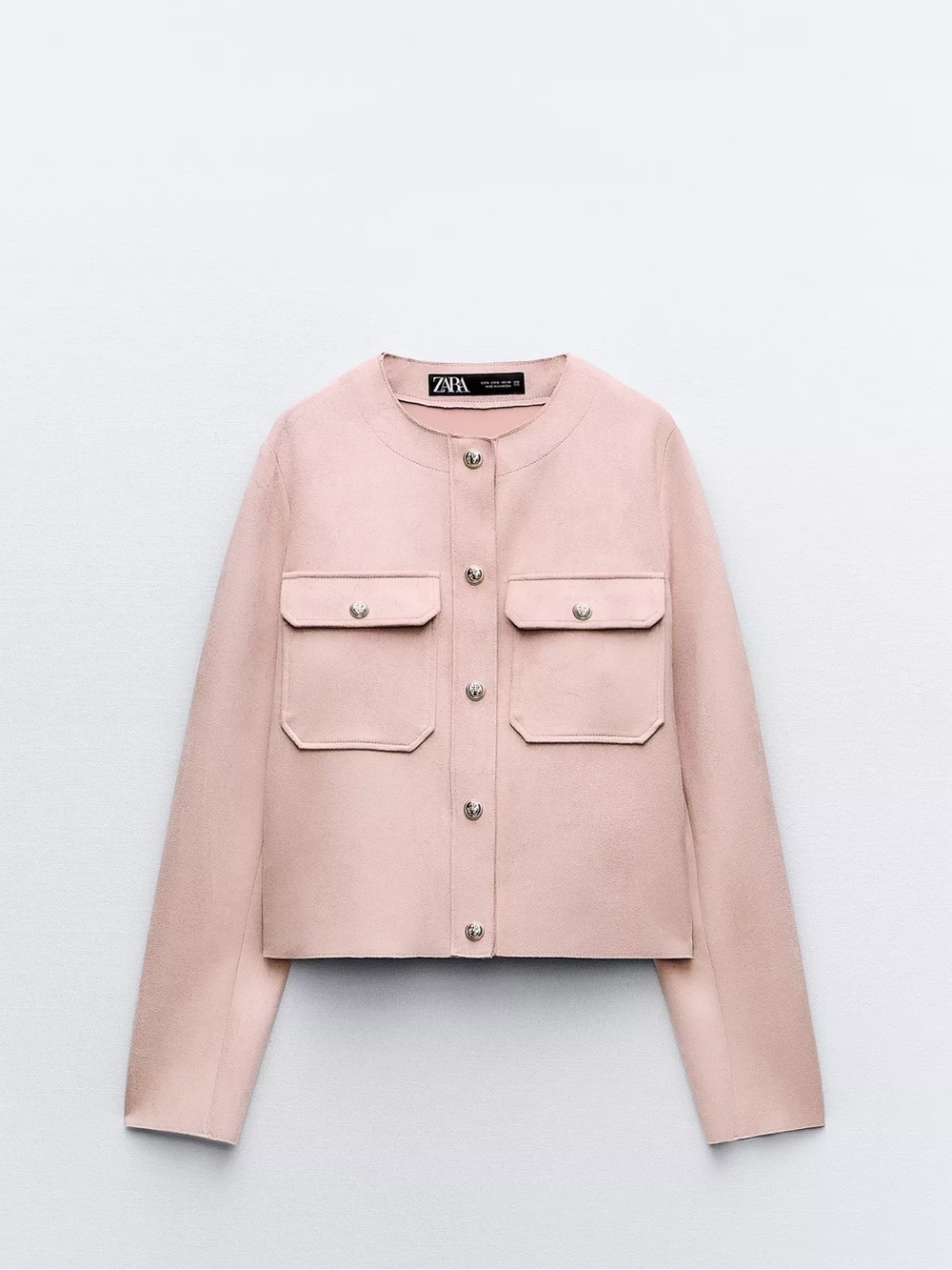 ZARA Pale Pink Cropped Boxy Jacket